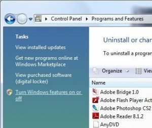 Turn Windows features on or off